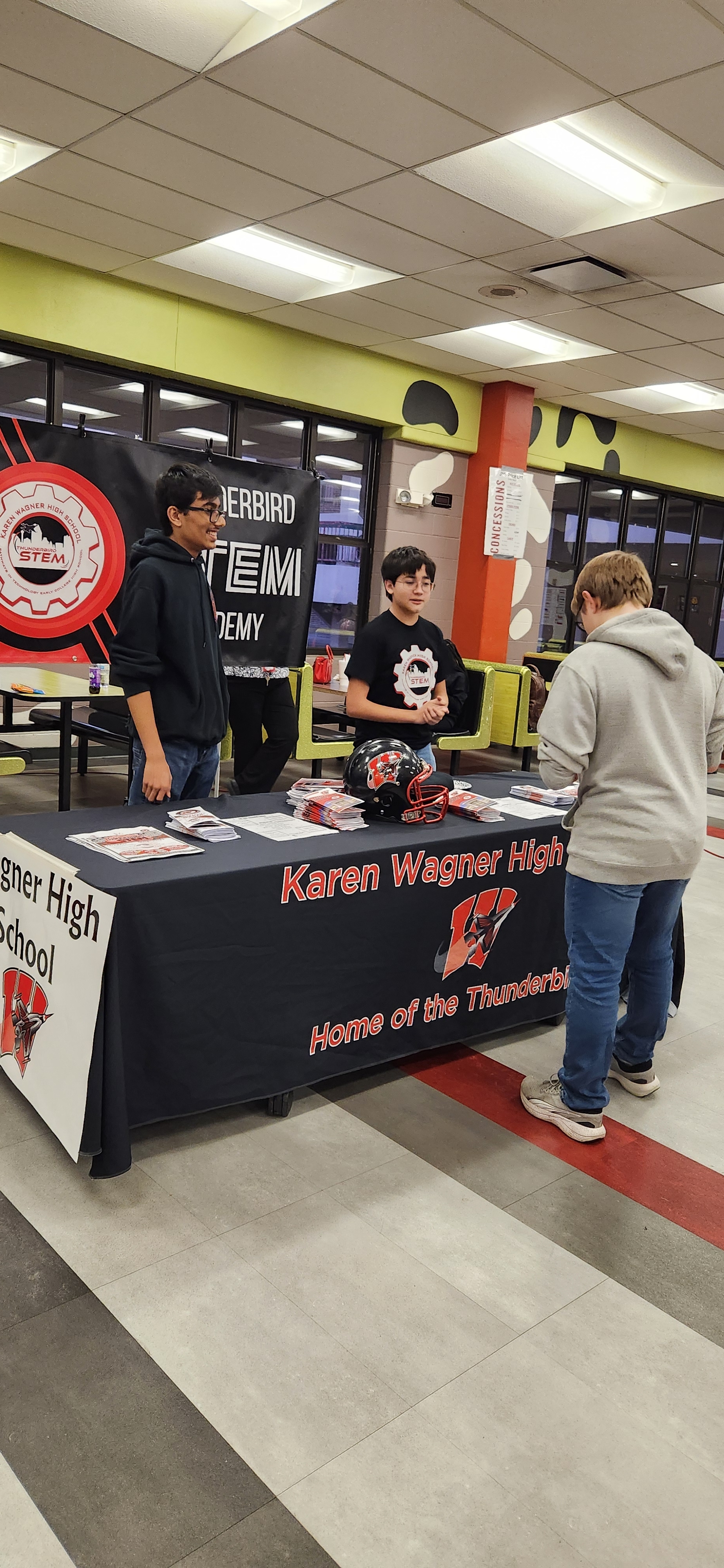 Neel and Aiden speaking to 8th graders interested in TSTEM's pathways.